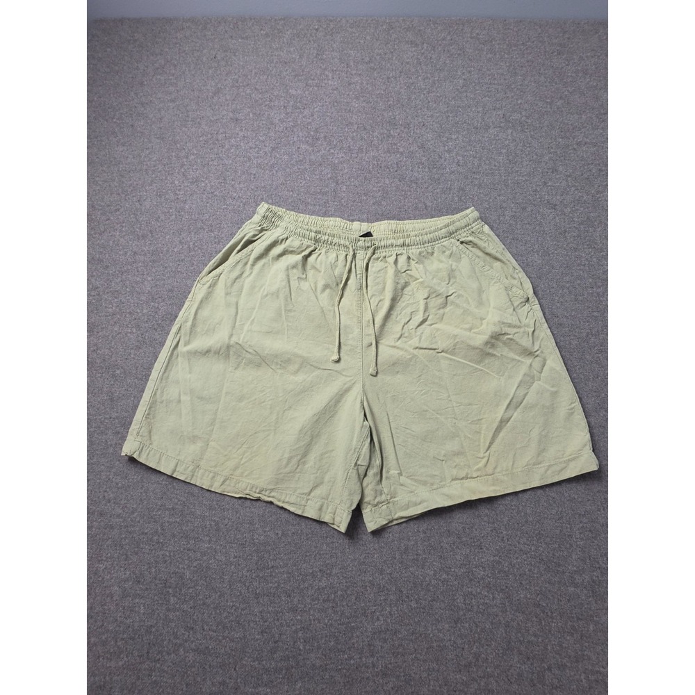 Erika Beach Shorts Womens Large Green Slash Pocket Elastic Waist Drawstring